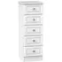 Crystal 5 Drawer Narrow Chest - White, Ash