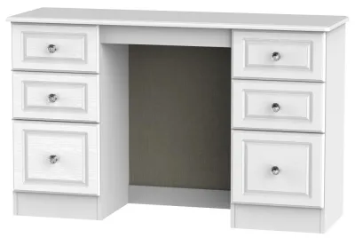 Crystal 6 Drawer Double Dressing Table - White