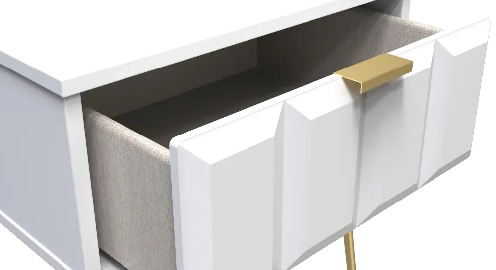 Cube 1 Drawer Bedside Cabinet with Hairpin Legs - White Matt