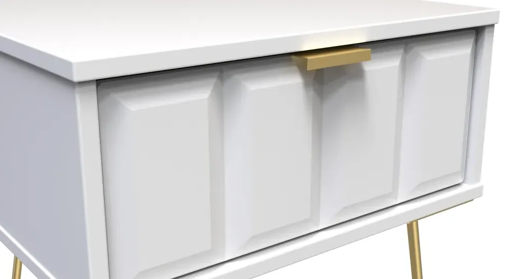 Cube 1 Drawer Bedside Cabinet with Hairpin Legs - White Matt