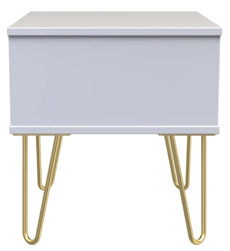 Cube 1 Drawer Bedside Cabinet with Hairpin Legs - White Matt