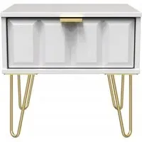 Cube 1 Drawer Bedside Cabinet with Hairpin Legs - White Matt