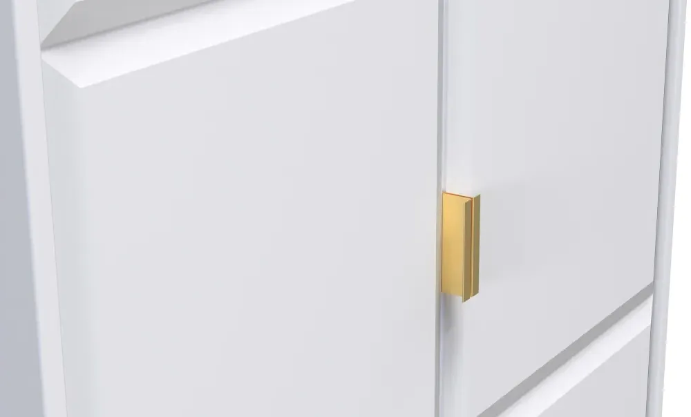 Cube 2 Door 2 Drawer Tall Wardrobe - White