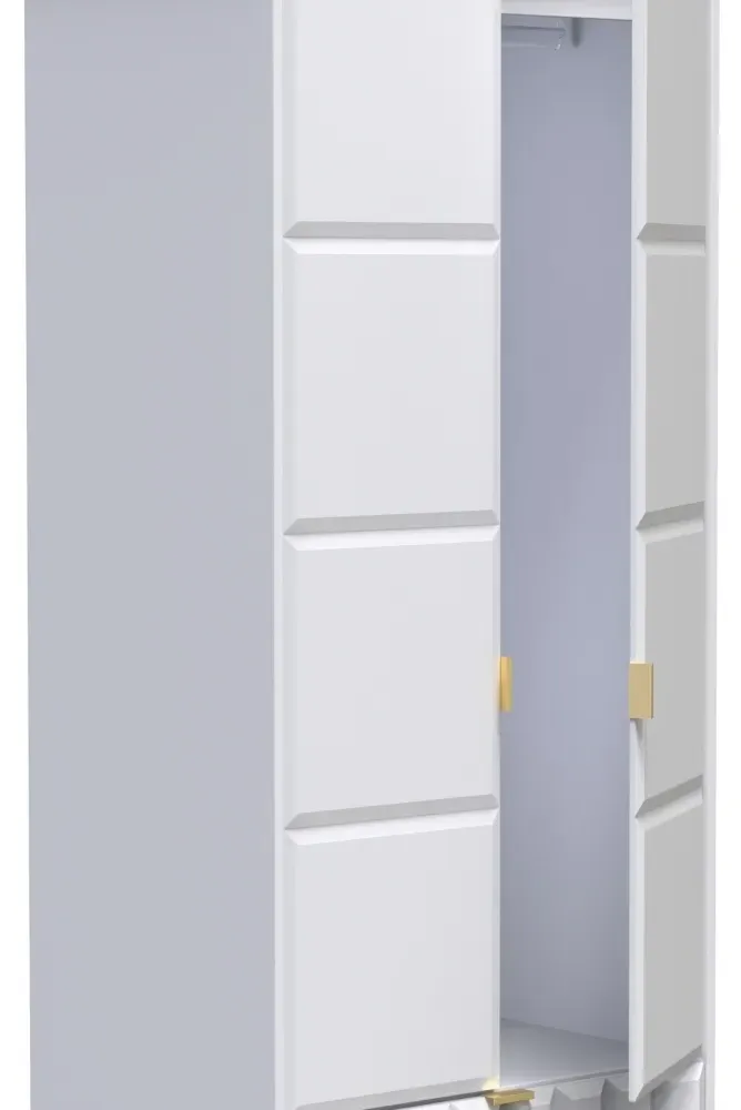 Cube 2 Door 2 Drawer Tall Wardrobe - White