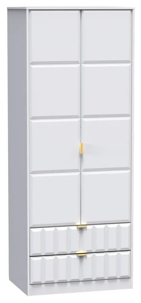Cube 2 Door 2 Drawer Tall Wardrobe - White