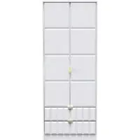 Cube 2 Door 2 Drawer Tall Wardrobe - White
