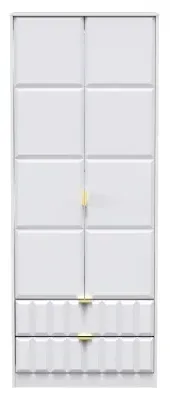 Cube 2 Door 2 Drawer Tall Wardrobe - White image