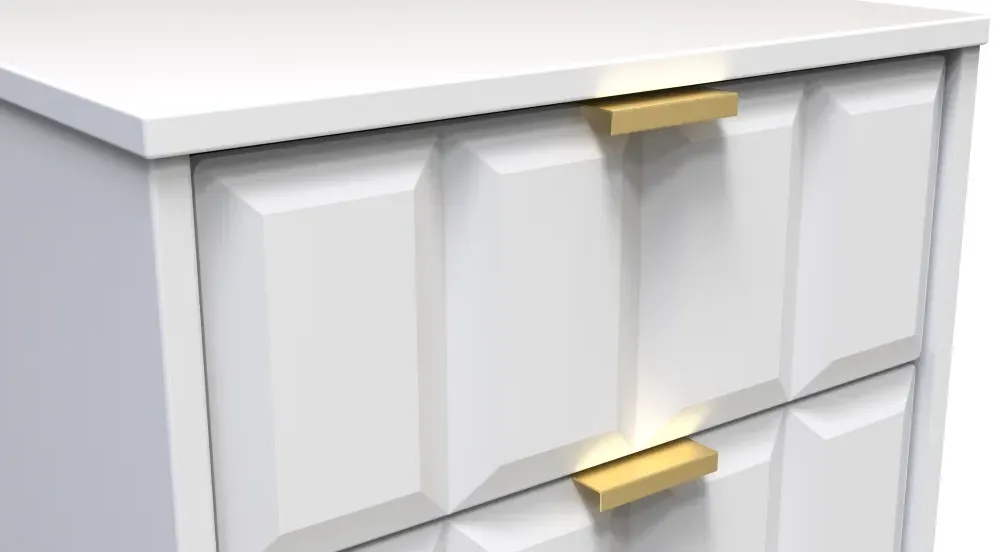 Cube 2 Drawer Bedside Cabinet with Hairpin Legs - White