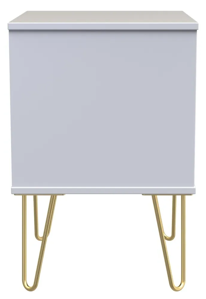 Cube 2 Drawer Bedside Cabinet with Hairpin Legs - White