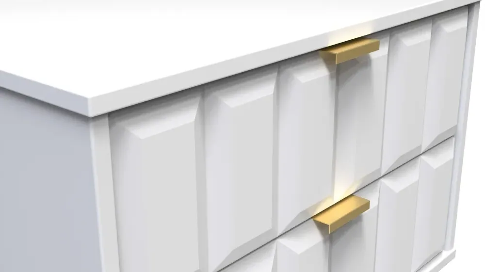 Cube 2 Drawer Midi Chest with Hairpin Legs - White Matt