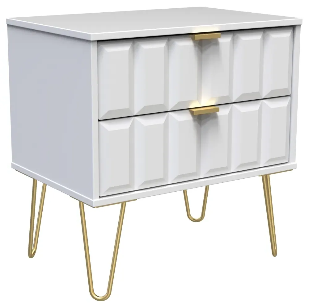 Cube 2 Drawer Midi Chest with Hairpin Legs - White Matt