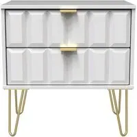Cube 2 Drawer Midi Chest with Hairpin Legs - White Matt