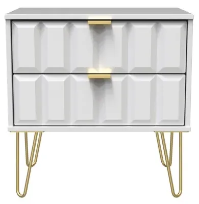 Cube 2 Drawer Midi Chest with Hairpin Legs - White Matt image