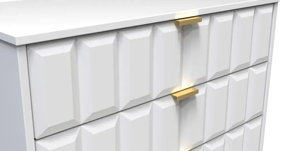 Cube 3 Drawer Chest with Hairpin Legs - White