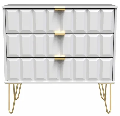 Cube 3 Drawer Chest with Hairpin Legs - White