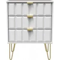 Cube 3 Drawer Midi Chest with Hairpin Legs - White Matt