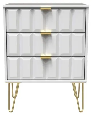 Cube 3 Drawer Midi Chest with Hairpin Legs - White Matt image