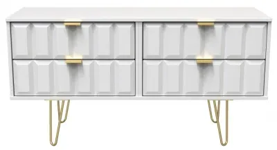 Cube 4 Drawer Bed Box with Hairpin Legs - White image