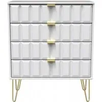 Cube 4 Drawer Chest with Hairpin Legs - White