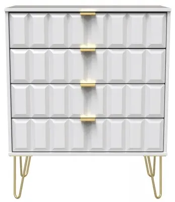 Cube 4 Drawer Chest with Hairpin Legs - White