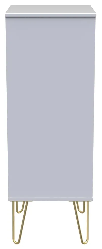 Cube 5 Drawer Narrow Chest with Hairpin Legs - White