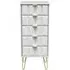 Cube 5 Drawer Narrow Chest with Hairpin Legs - White