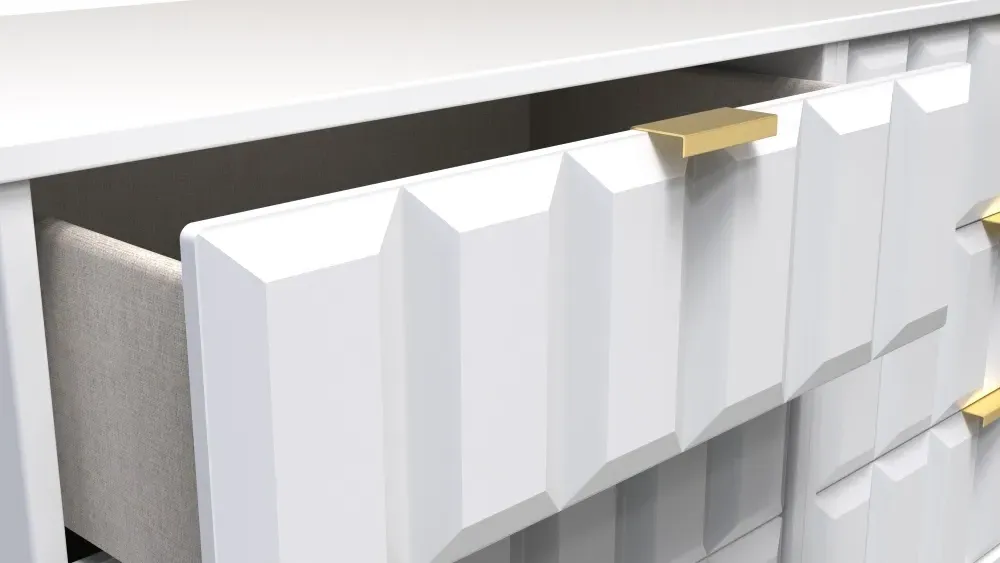 Cube 6 Drawer Midi Chest with Hairpin Legs - White