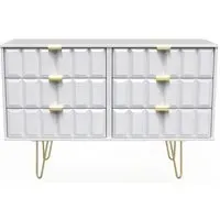 Cube 6 Drawer Midi Chest with Hairpin Legs - White