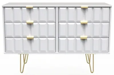 Cube 6 Drawer Midi Chest with Hairpin Legs - White image