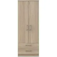 Devon 2 Door 2 Drawer Tall Wardrobe - Bardolino, Oak Effect