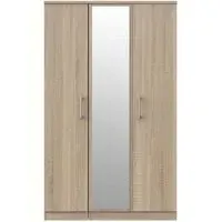 Devon 3-Door Wardrobe with Mirror - Oak Effect