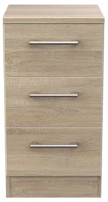 Devon 3 Drawer Bedside Cabinet - Bardolino, Oak Effect image