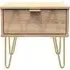 Diamond 1 Drawer Bedside Cabinet with Hairpin Legs - Bardolino Oak