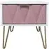 Diamond 1 Drawer Bedside Cabinet with Hairpin Legs - Pink, White