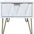 Diamond 1 Drawer Bedside Cabinet with Hairpin Legs - White