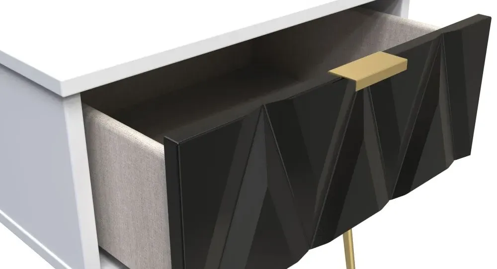 Diamond 1 Drawer Bedside Cabinet with Hairpin Legs - White