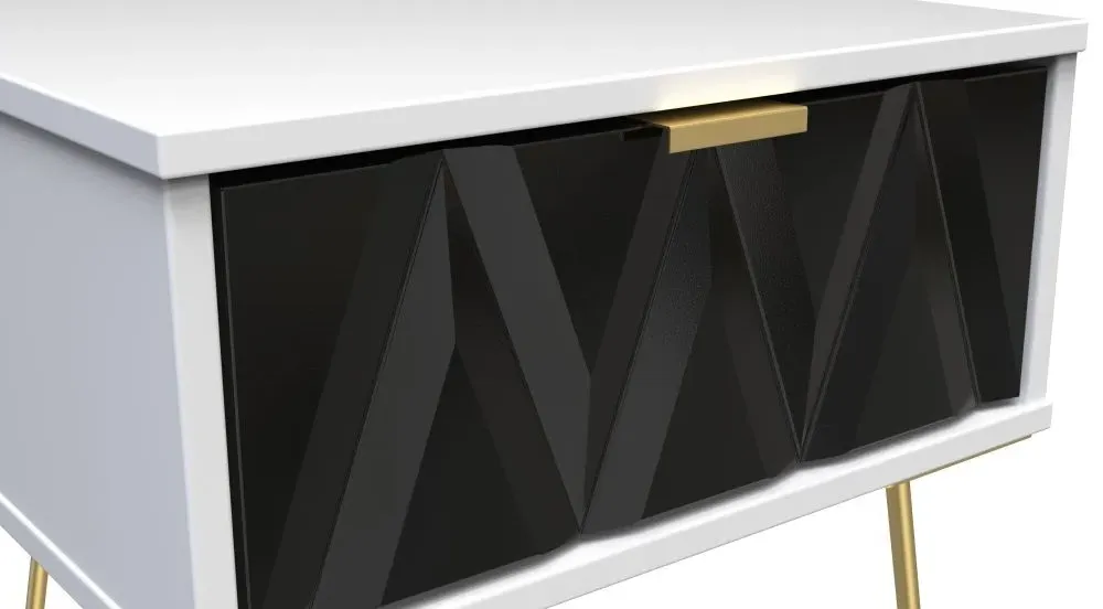 Diamond 1 Drawer Bedside Cabinet with Hairpin Legs - White