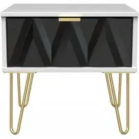 Diamond 1 Drawer Bedside Cabinet with Hairpin Legs - White