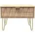 Diamond 1 Drawer Midi Bedside Cabinet with Hairpin Legs - Bardolino Oak