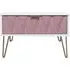 Diamond 1 Drawer Midi Bedside Cabinet with Hairpin Legs - Pink, White