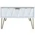 Diamond 1 Drawer Midi Bedside Cabinet with Hairpin Legs - White