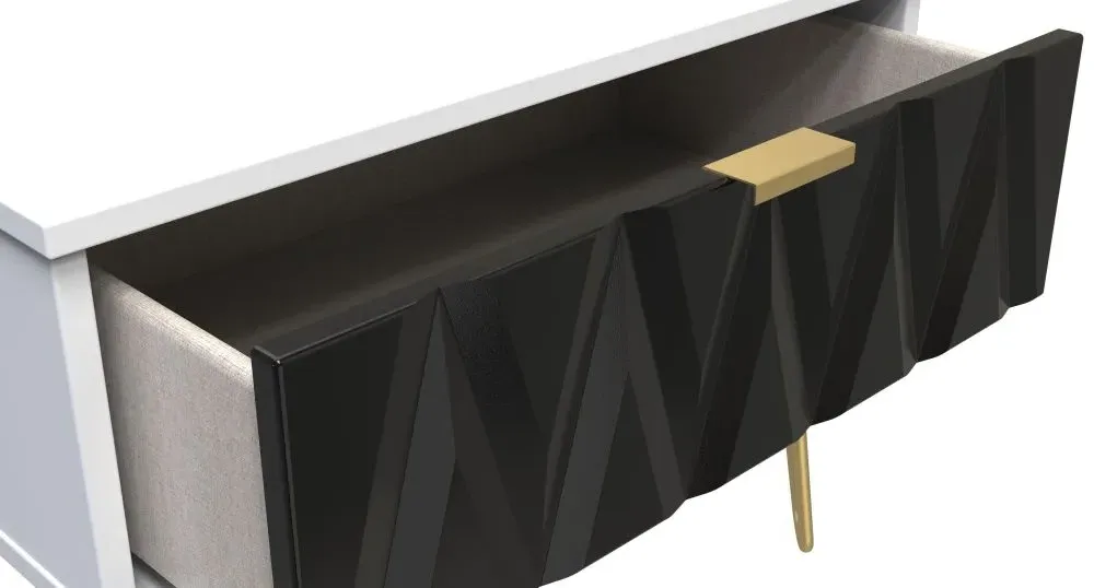 Diamond 1 Drawer Midi Bedside Cabinet with Hairpin Legs - White