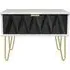 Diamond 1 Drawer Midi Bedside Cabinet with Hairpin Legs - White