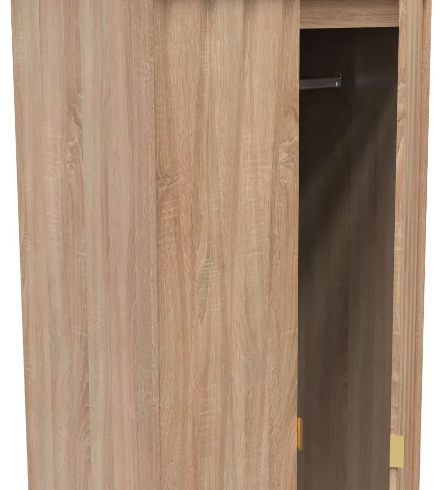 Diamond 2 Door 2 Drawer Tall Wardrobe - Bardolino Oak