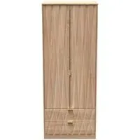 Diamond 2 Door 2 Drawer Tall Wardrobe - Bardolino Oak