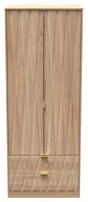 Diamond 2 Door 2 Drawer Tall Wardrobe - Bardolino Oak image