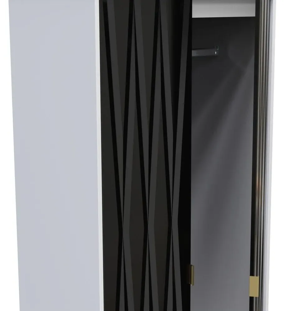 Diamond 2 Door 2 Drawer Tall Wardrobe - Black and White