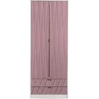 Diamond 2 Door 2 Drawer Tall Wardrobe - Pink, White