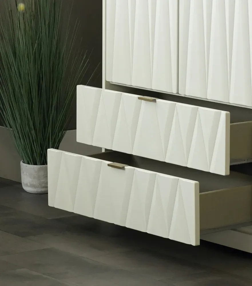 Diamond 2 Door 2 Drawer Tall Wardrobe - White