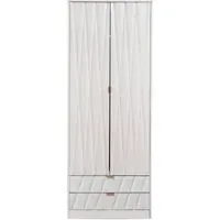 Diamond 2 Door 2 Drawer Tall Wardrobe - White